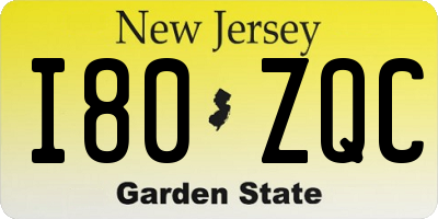 NJ license plate I80ZQC