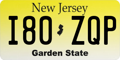 NJ license plate I80ZQP