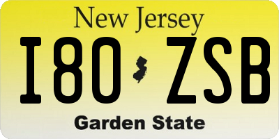NJ license plate I80ZSB