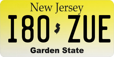 NJ license plate I80ZUE