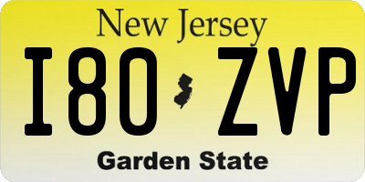 NJ license plate I80ZVP