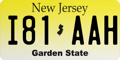 NJ license plate I81AAH