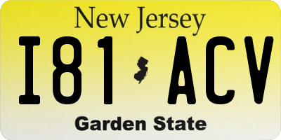 NJ license plate I81ACV
