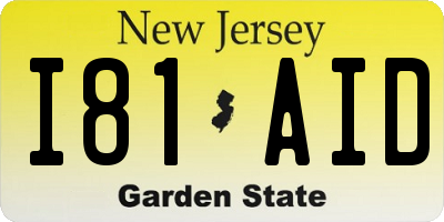 NJ license plate I81AID