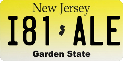 NJ license plate I81ALE