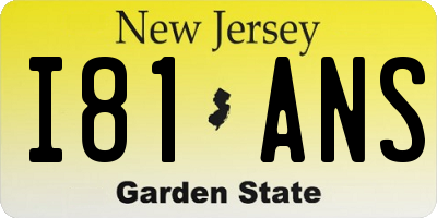 NJ license plate I81ANS