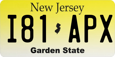 NJ license plate I81APX
