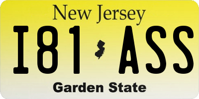 NJ license plate I81ASS