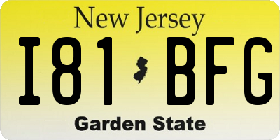 NJ license plate I81BFG