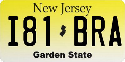 NJ license plate I81BRA