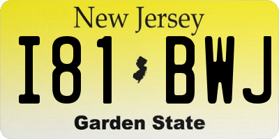 NJ license plate I81BWJ
