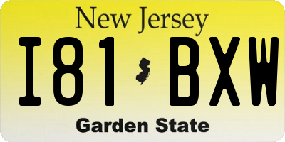NJ license plate I81BXW