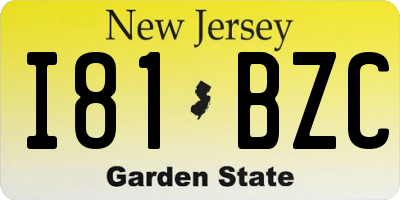 NJ license plate I81BZC