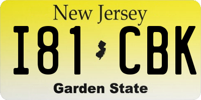 NJ license plate I81CBK
