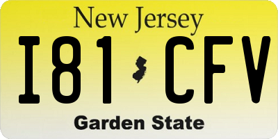 NJ license plate I81CFV