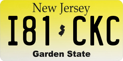 NJ license plate I81CKC