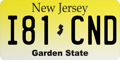 NJ license plate I81CND