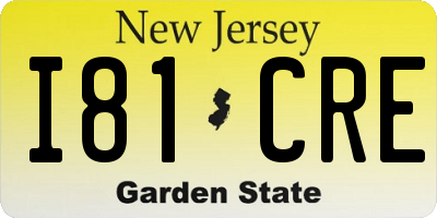 NJ license plate I81CRE