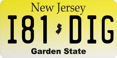 NJ license plate I81DIG