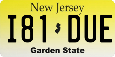 NJ license plate I81DUE