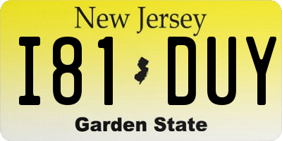 NJ license plate I81DUY