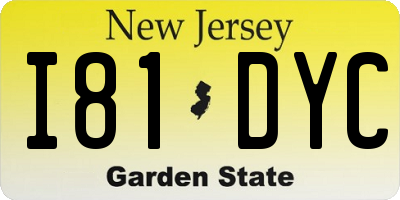 NJ license plate I81DYC