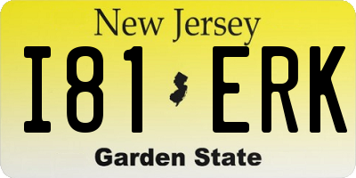 NJ license plate I81ERK