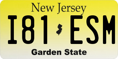 NJ license plate I81ESM