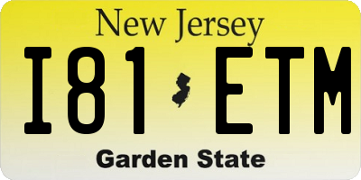 NJ license plate I81ETM