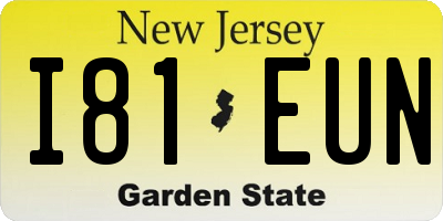 NJ license plate I81EUN