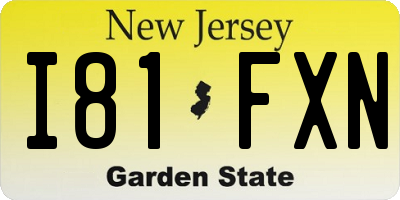 NJ license plate I81FXN