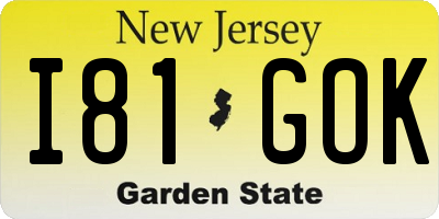 NJ license plate I81GOK