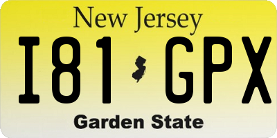 NJ license plate I81GPX