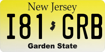 NJ license plate I81GRB