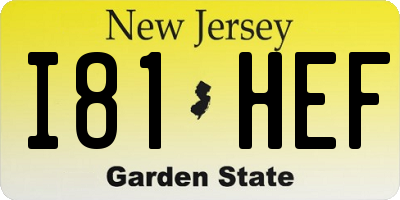 NJ license plate I81HEF