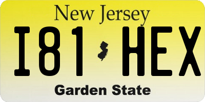 NJ license plate I81HEX
