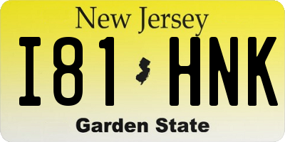 NJ license plate I81HNK