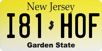 NJ license plate I81HOF