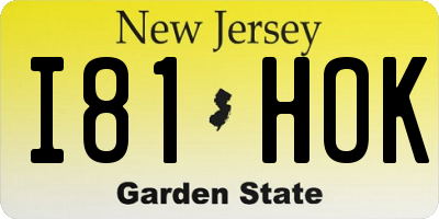 NJ license plate I81HOK