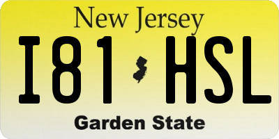 NJ license plate I81HSL