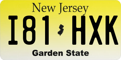 NJ license plate I81HXK