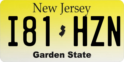 NJ license plate I81HZN