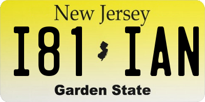 NJ license plate I81IAN