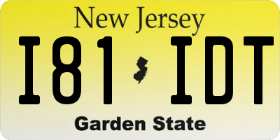 NJ license plate I81IDT