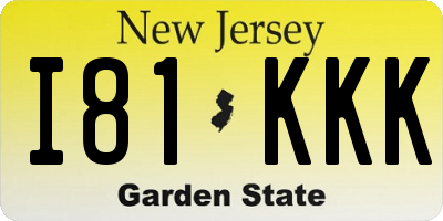 NJ license plate I81KKK