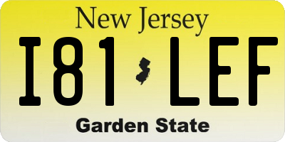 NJ license plate I81LEF