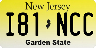 NJ license plate I81NCC