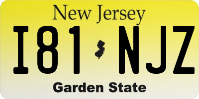 NJ license plate I81NJZ