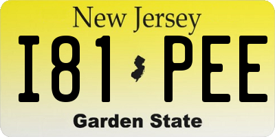 NJ license plate I81PEE