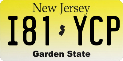 NJ license plate I81YCP